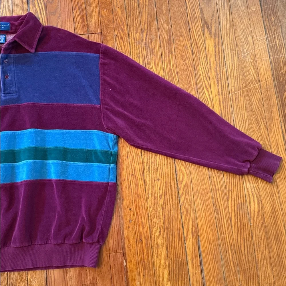 90’s Velour Vintage Rugby Style Collared Shirt - Picture 5 of 11